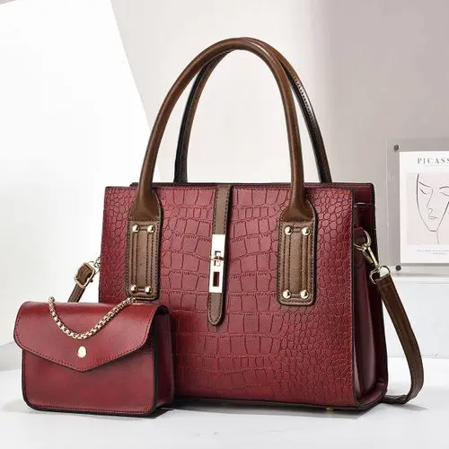 Fashion Elegant Quality Leather Handbags 2 In 1 Shoulder